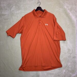 Under Armour Men's Orange L Polo Shirt Short Sleeve, Loose Fit Golf